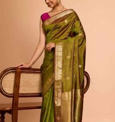 Light Green Pure Silk Kadwa