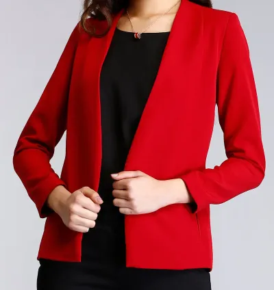 Stylish Jacket With Hook Closure - Red