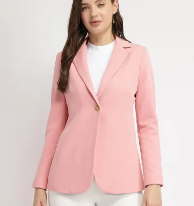 Single Breasted Blazer - Light Pink1