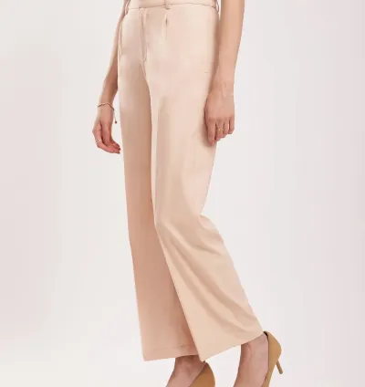 Wide Leg Trousers - Beige