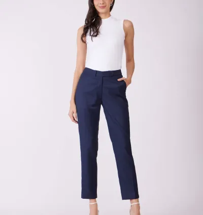 Straight Fit Trousers - Navy