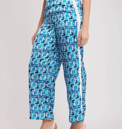 Geometric Print satin Trousers