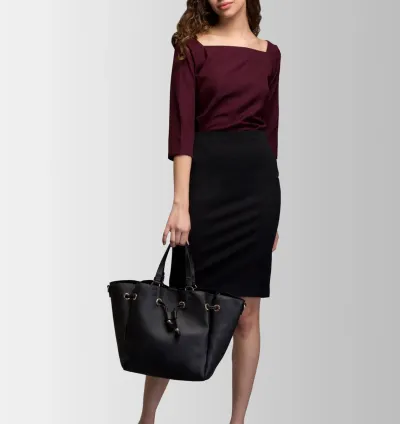 Black V Neck Top - Maroon