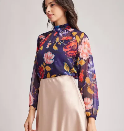 Ruffle Chiffon Top - Multicolor 1