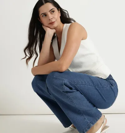 Wide Leg Jeans - Blue