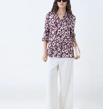 Wardrobe Burgundy Abstract Printed Shirt