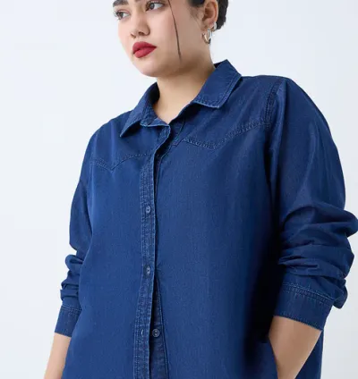 Gia Dark Blue Denim Shirt